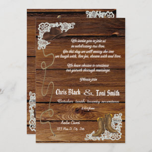 Contemporary Country Boots & Lace Wedding Invite