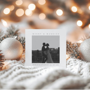 Contemporary Couples Merry and Married Photo Holiday Card
