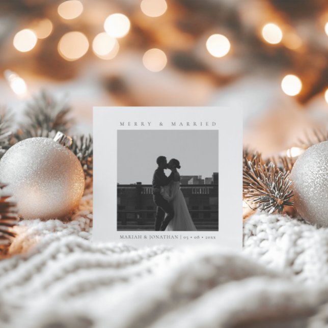 Contemporary Couples Merry and Married Photo Holiday Card (Creator Uploaded)