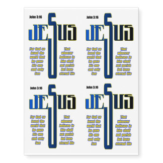 Contemporary Cross - Jesus is the Way - John 3:16 Temporary Tattoos