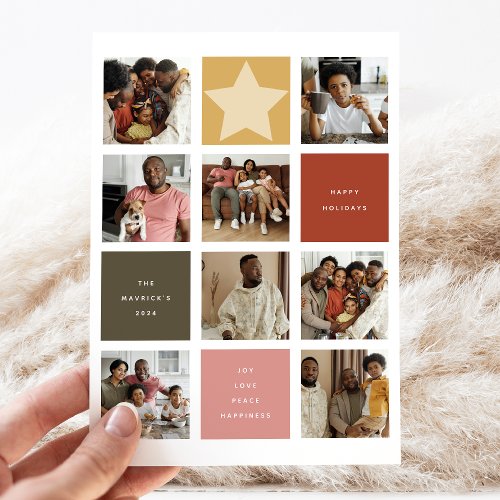 Contemporary Cube Photo Grid Christmas Holiday Card