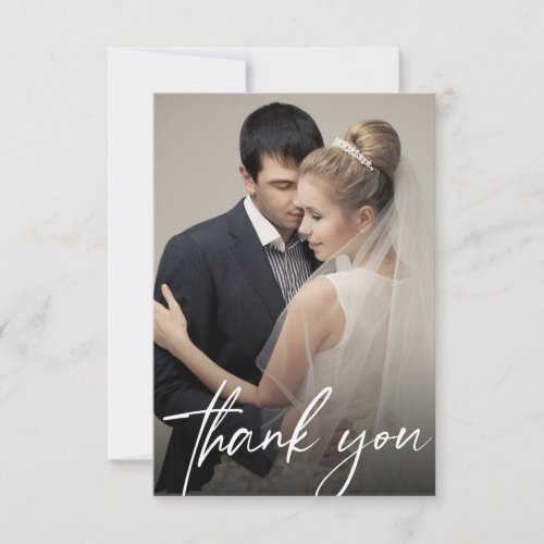 Contemporary Custom 2 Wedding Photos Simple Thank You Card