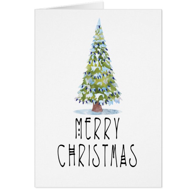 Contemporary Customized Christmas Tree Holiday Cards (Front)