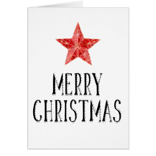 Contemporary Customized Red Star Christmas Card