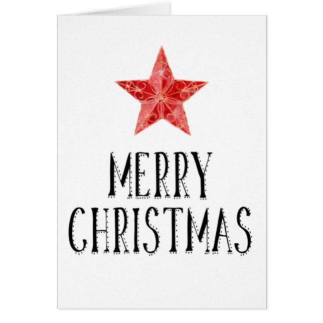 Contemporary Customized Red Star Christmas Card (Front)