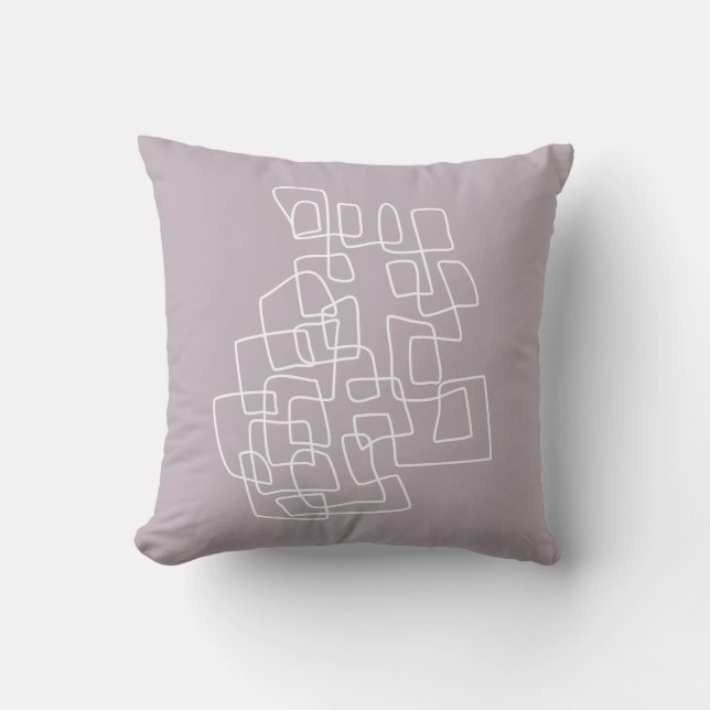 Contemporary Cute Lilac Modern Abstract Line Art Throw Pillow (Front)