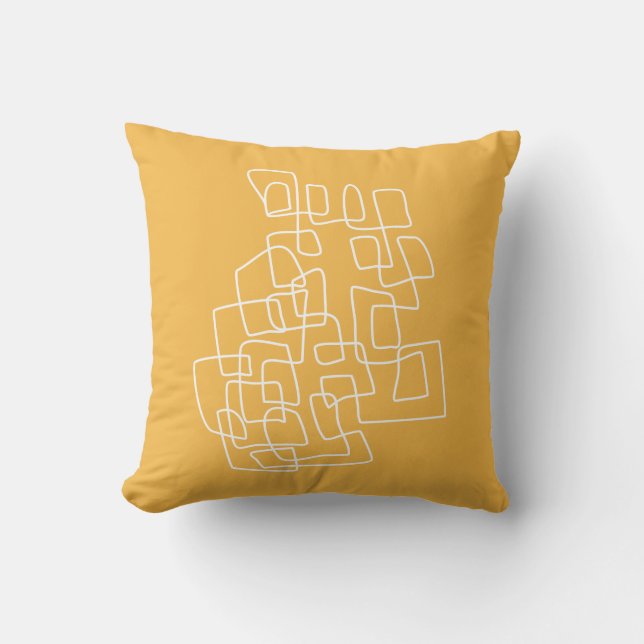 Contemporary Cute Yellow Modern Abstract Line Art  Throw Pillow (Front)