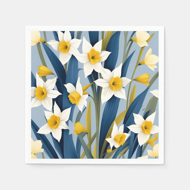Contemporary Daffodil Flowers Napkins (Front)