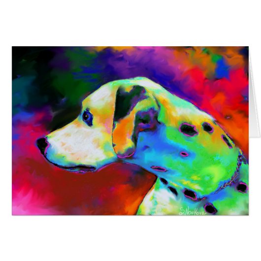 Contemporary Dalmatian Dog portrait Cards (Front Horizontal)