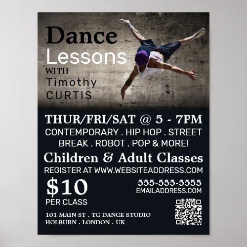 Contemporary Dancer Dance Lesson Advertising Poster