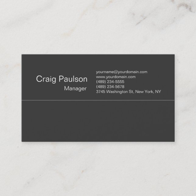 Contemporary Dark Gray Attractive Business Card (Front)
