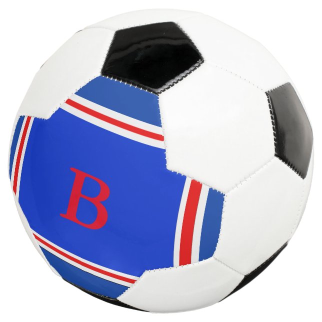 Contemporary Design-Blue White & Red Soccer Ball (Three Quarter)