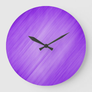 Contemporary Diagonal Purple Stripes Large Clock