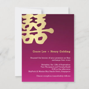 Contemporary Double Happiness Chinese Wedding Invitation
