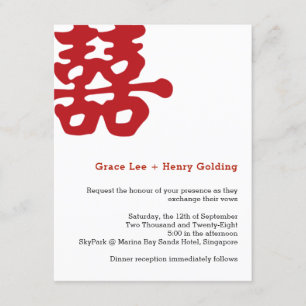 Contemporary Double Happiness Chinese Wedding Invitation
