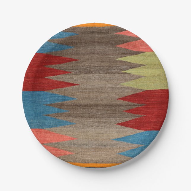 Contemporary Dusty Blue Gray Striped  Paper Plates (Front)