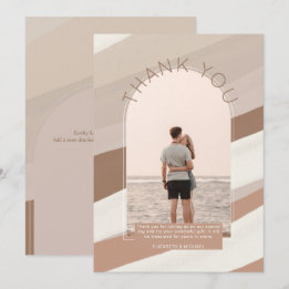 Contemporary  Dusty Striped PHOTO THANK YOU Invita Invitation