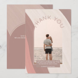 Contemporary  Dusty Striped PHOTO THANK YOU Invitation