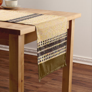 Contemporary Earthtone Geometric Block – Modern Gl Short Table Runner