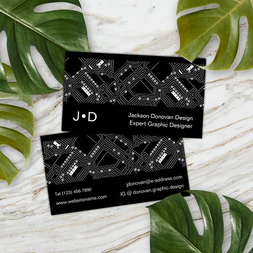 Contemporary Eclectic Circuit Print Art Pattern Business Card
