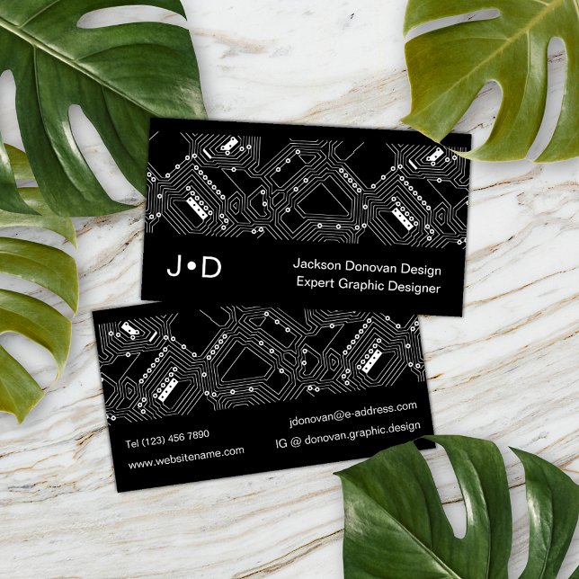 Contemporary Eclectic Circuit Print Art Pattern Business Card (Creator Uploaded)