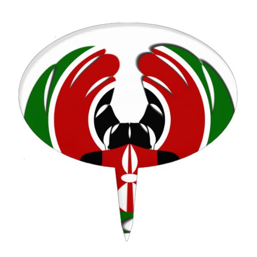 Contemporary Edgy Kenyan Flag Pattern Art Design Cake Topper