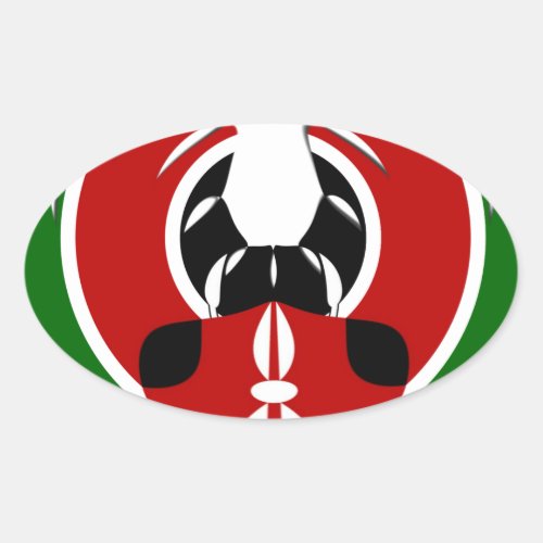 Contemporary Edgy Kenyan Flag Pattern Art Design Oval Sticker