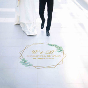 Contemporary Elegance With Gold Eucalyptus Wedding Floor Decals