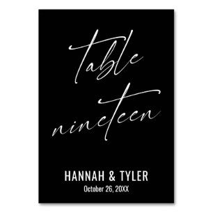 Contemporary Elegant Black Table Nineteen Number