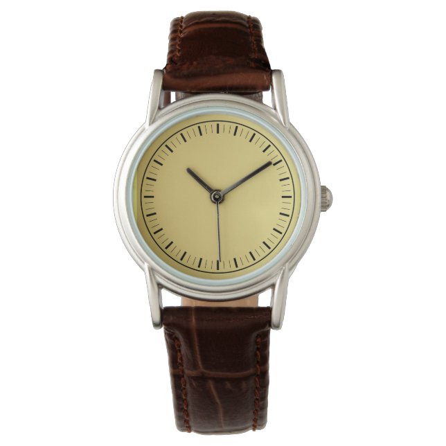 Contemporary Elegant Classic Brown Leather Watch (Front)