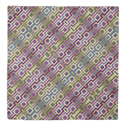 Contemporary Elegant Gold Blue Green Purple Duvet Cover