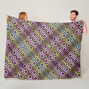 Contemporary Elegant Gold Blue Green Purple Fleece Blanket