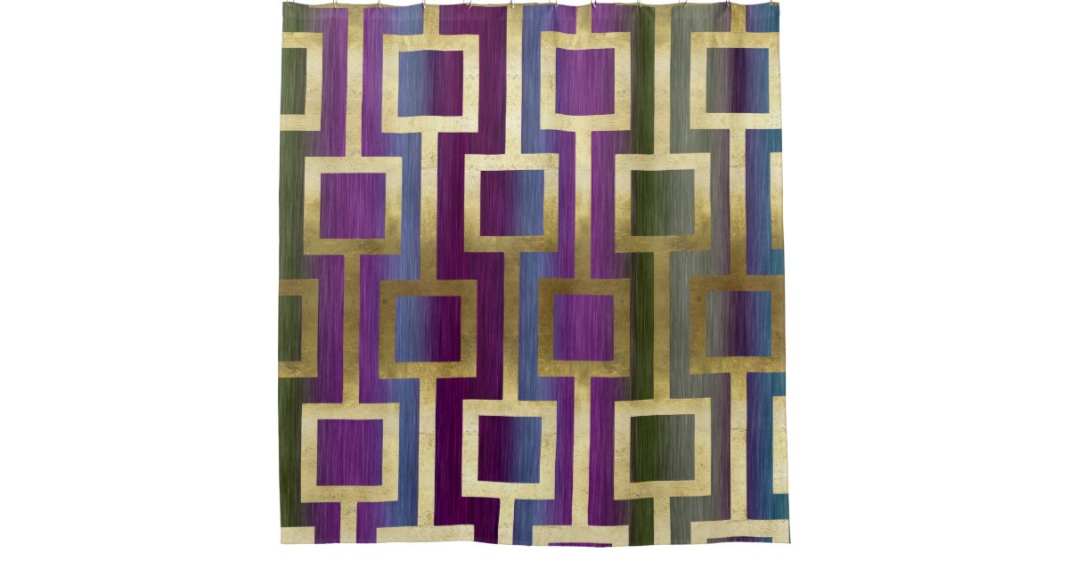 Contemporary Elegant Gold Blue Green Purple Shower Curtain Zazzle Com Contemporary Elegant Gold Blue Green, Shower Curtain Purple And Green