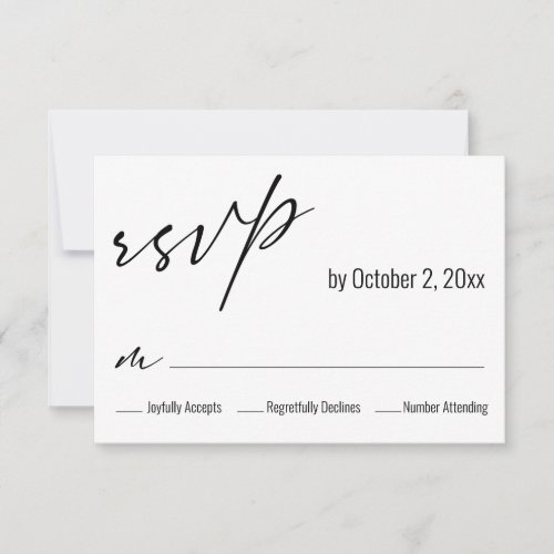 Contemporary Elegant Handwriting Wedding RSVP Card