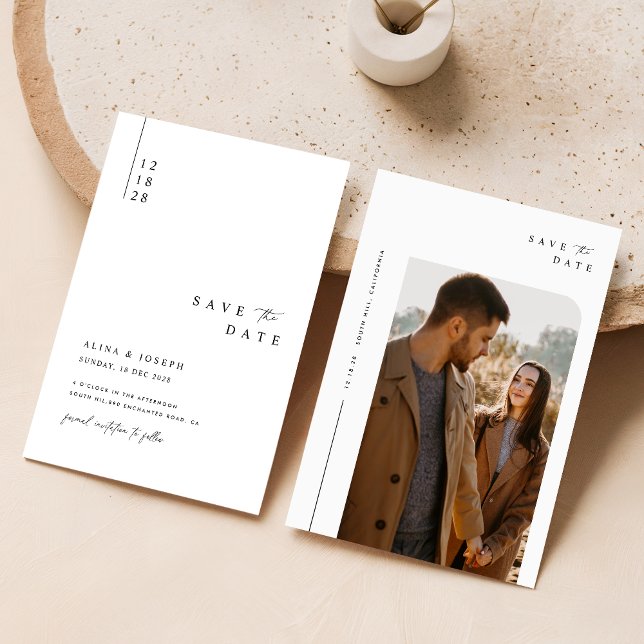 Contemporary Elegant Photo Wedding Save The Date Invitation (Creator Uploaded)