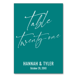Contemporary Elegant Teal Table Twenty-One Number