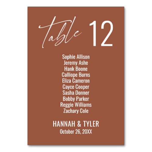 Contemporary Elegant Terracotta Double Digits Table Number