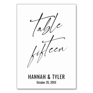 Contemporary Elegant Typography Table Fifteen Table Number