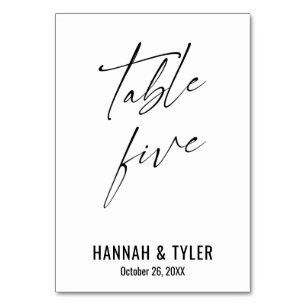 Contemporary Elegant Typography Table Five Number