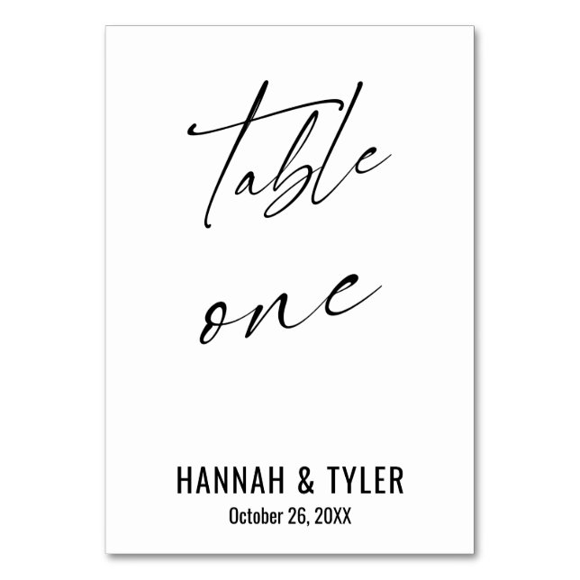 Contemporary Elegant Typography Table One Number (Front)