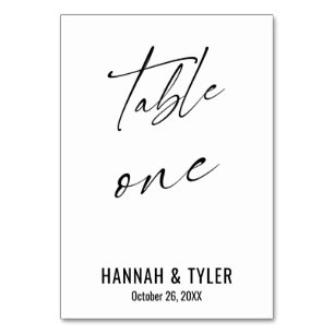 Contemporary Elegant Typography Table One Table Number