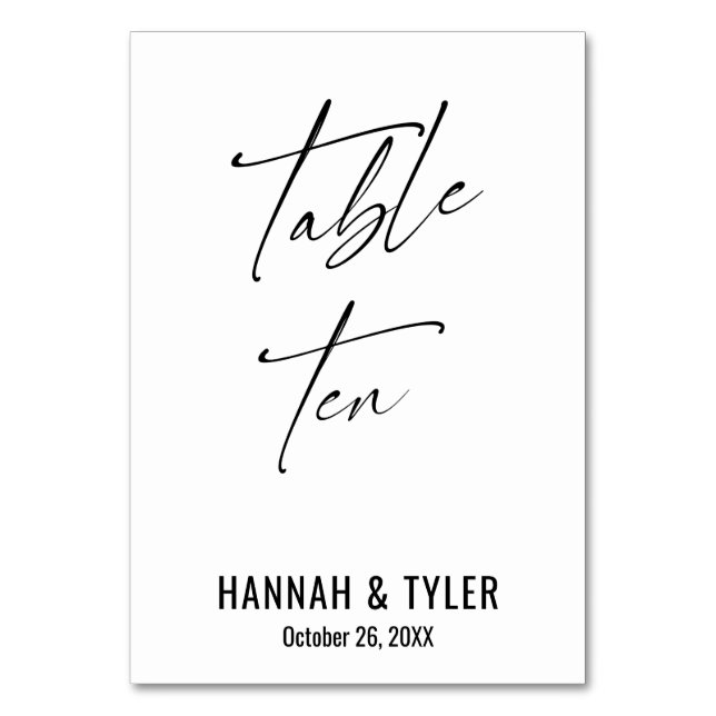 Contemporary Elegant Typography Table Ten Number (Front)