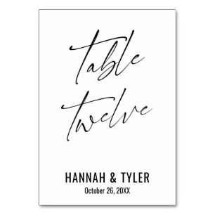 Contemporary Elegant Typography Table Twelve Number