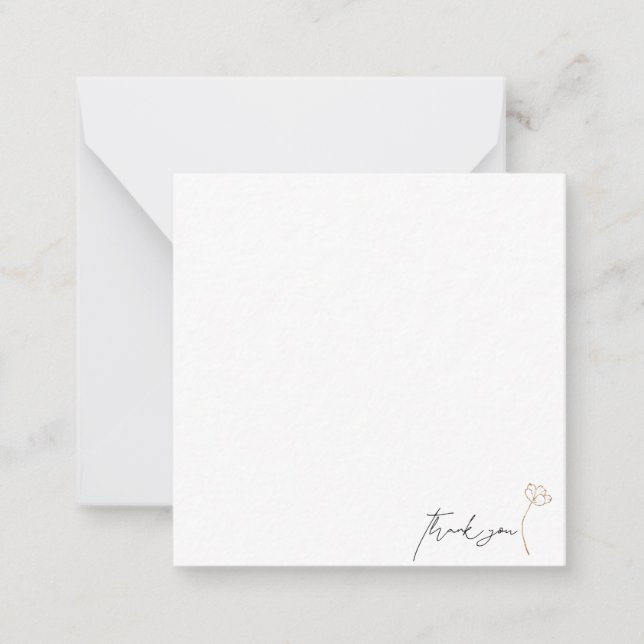 Contemporary Elegant Wedding Blank Thank You Note Card (Front)