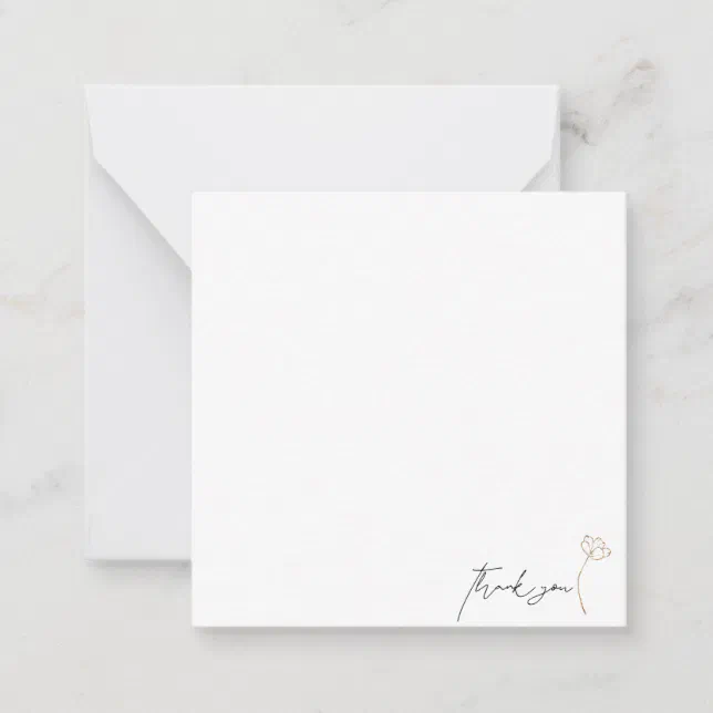 Contemporary Elegant Wedding Blank Thank You Note Card | Zazzle
