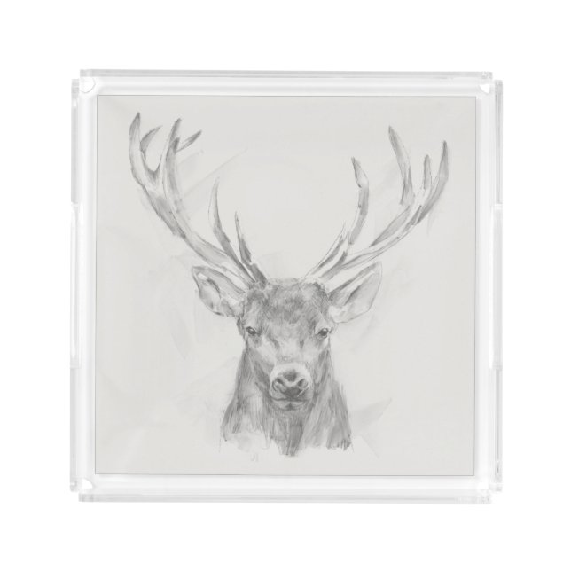 Contemporary Elk Sketch Acrylic Tray (Front)