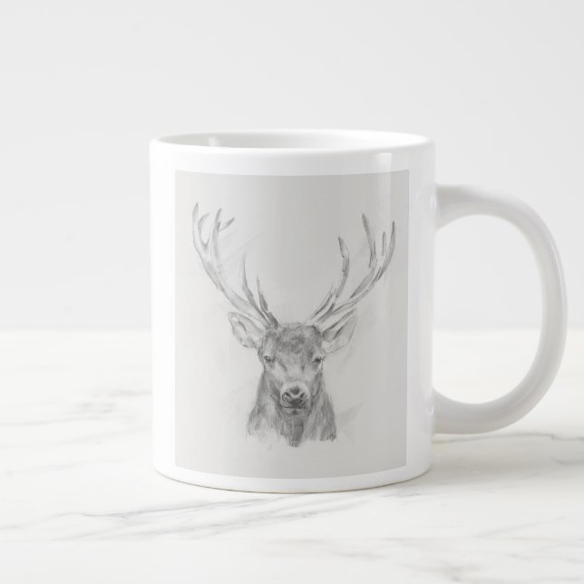 Contemporary Elk Sketch Giant Coffee Mug (Right)