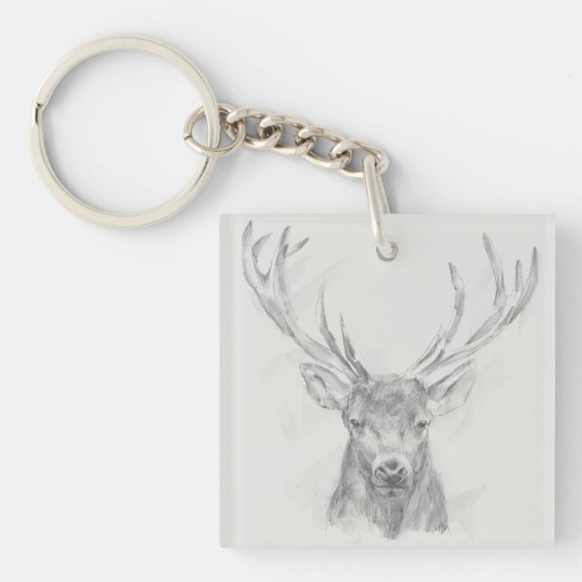 Contemporary Elk Sketch Keychain (Front)