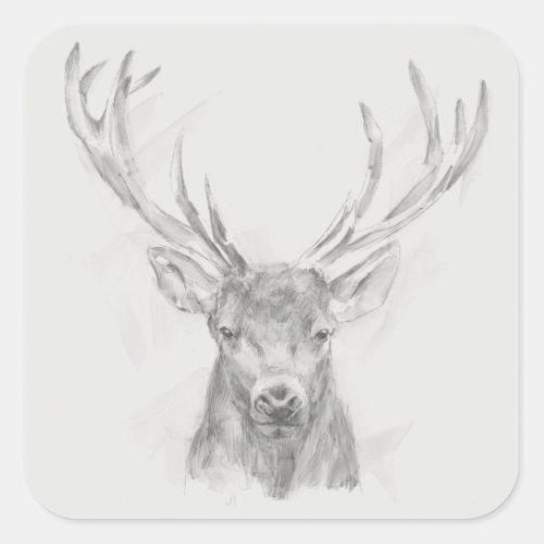 Contemporary Elk Sketch Square Sticker