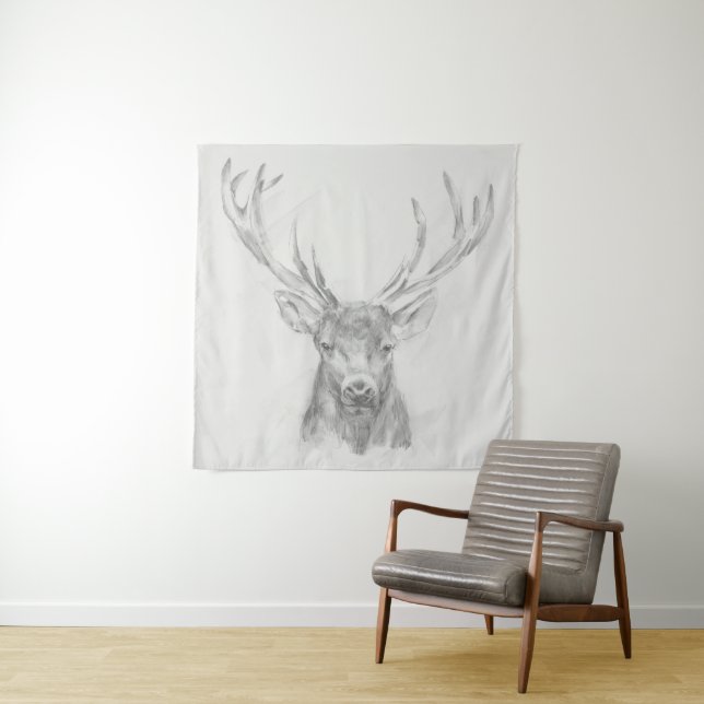 Contemporary Elk Sketch Tapestry (In Situ)